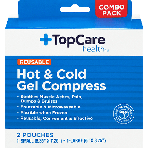 TopCare Hot & Cold Gel Compress Reusable Assorted Sizes 2 ct (1 Small, 1 Large)