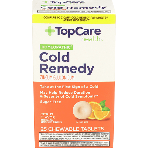 TopCare Cold Remedy Zincum Gluconicum Citrus Chewable Tablets 50 ct
