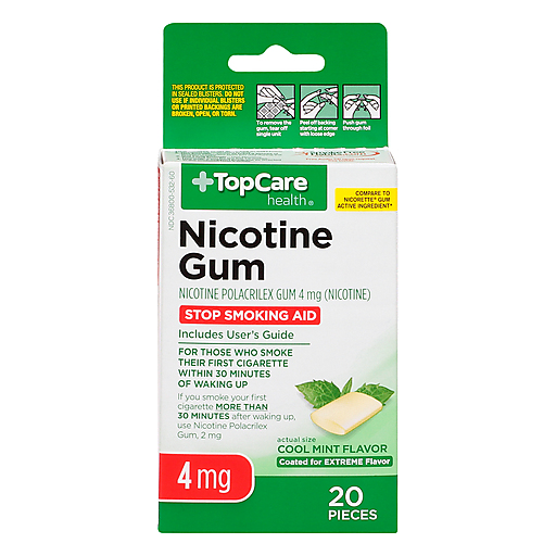 TopCare Nicotine Gum Cool Mint Flavor 4 mg, 20 ct