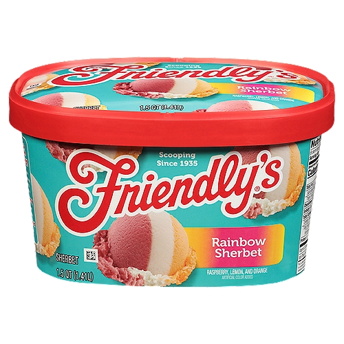 Friendly's Raspberry, Lemon, And Orange Rainbow Sherbet, 1.5 Qt