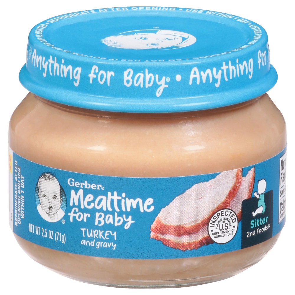 Gerber Mealtime For Baby Turkey And Gravy, Sitter 2nd Foods, 2.5 Ounce
