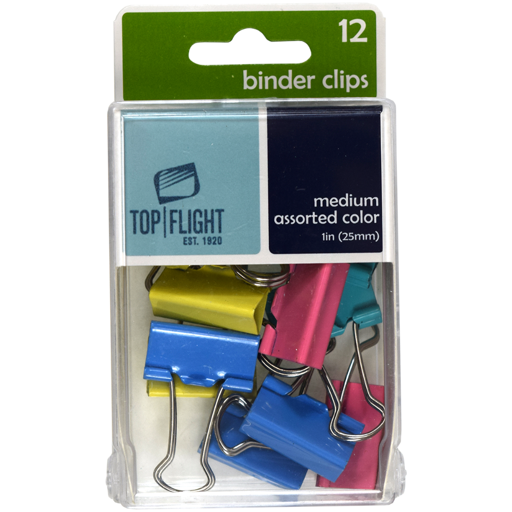Top Flight Medium Binder Clips - Assorted