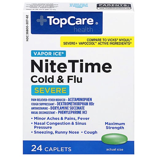 TopCare NiteTime Cold & Flu Severe Maximum Strength Vapor Ice Caplets 24 ct