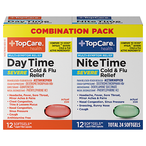 TopCare Cold & Flu Relief Severe Day Time / Nite Time Softgels Combination Pack 24 ct