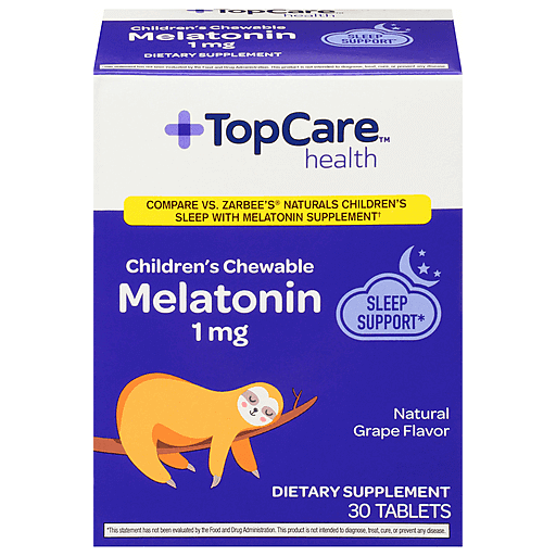 TopCare Children’s Melatonin Chewable Tablets Natural Grape Flavor 1 mg, 30 ct