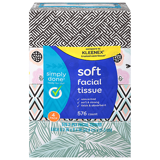 Simply Done Soft Facial Tissues 2 Ply 4 Pack 576 Tissues
