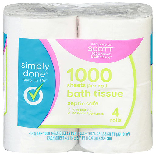 Simply Done Bath Tissue 1 Ply 4 Rolls