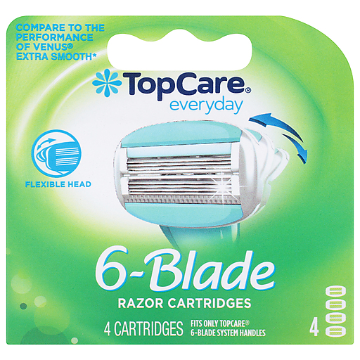 TopCare Women’s 6‑Blade Razor Cartridges with Trimmer, 4 ct