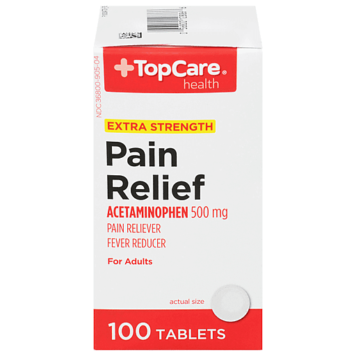 TopCare Extra Strength Pain Relief Acetaminophen Tablets 500 mg, 100 ct