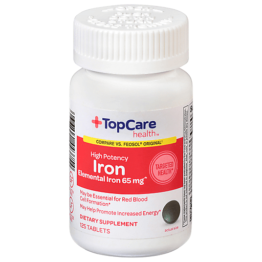 TopCare High Potency Iron Tablets 65 mg, 125 ct