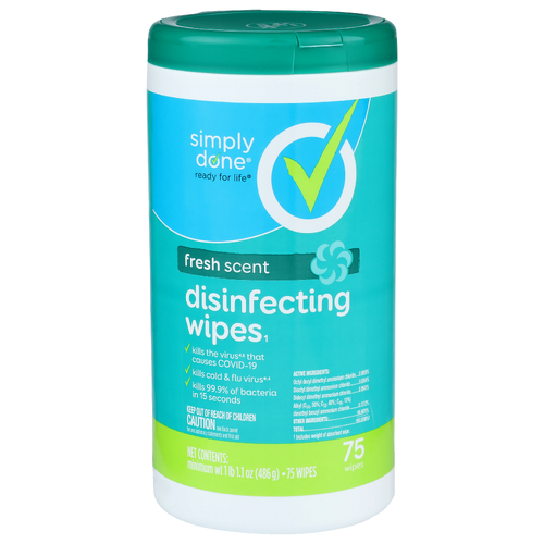 Simply Done Disinfecting Wipes Fresh Scent 75 ct