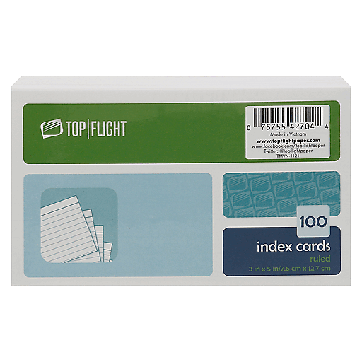 Top Flight 4630712 Ruled Index Cards, 3 X 5 In Card