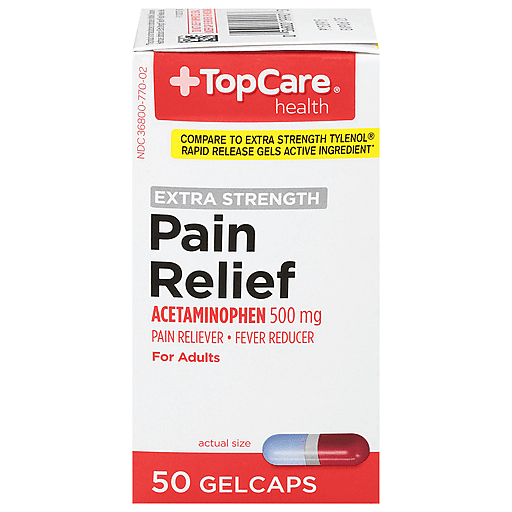 TopCare Extra Strength Pain Relief Gelcaps 500 mg, 50 ct