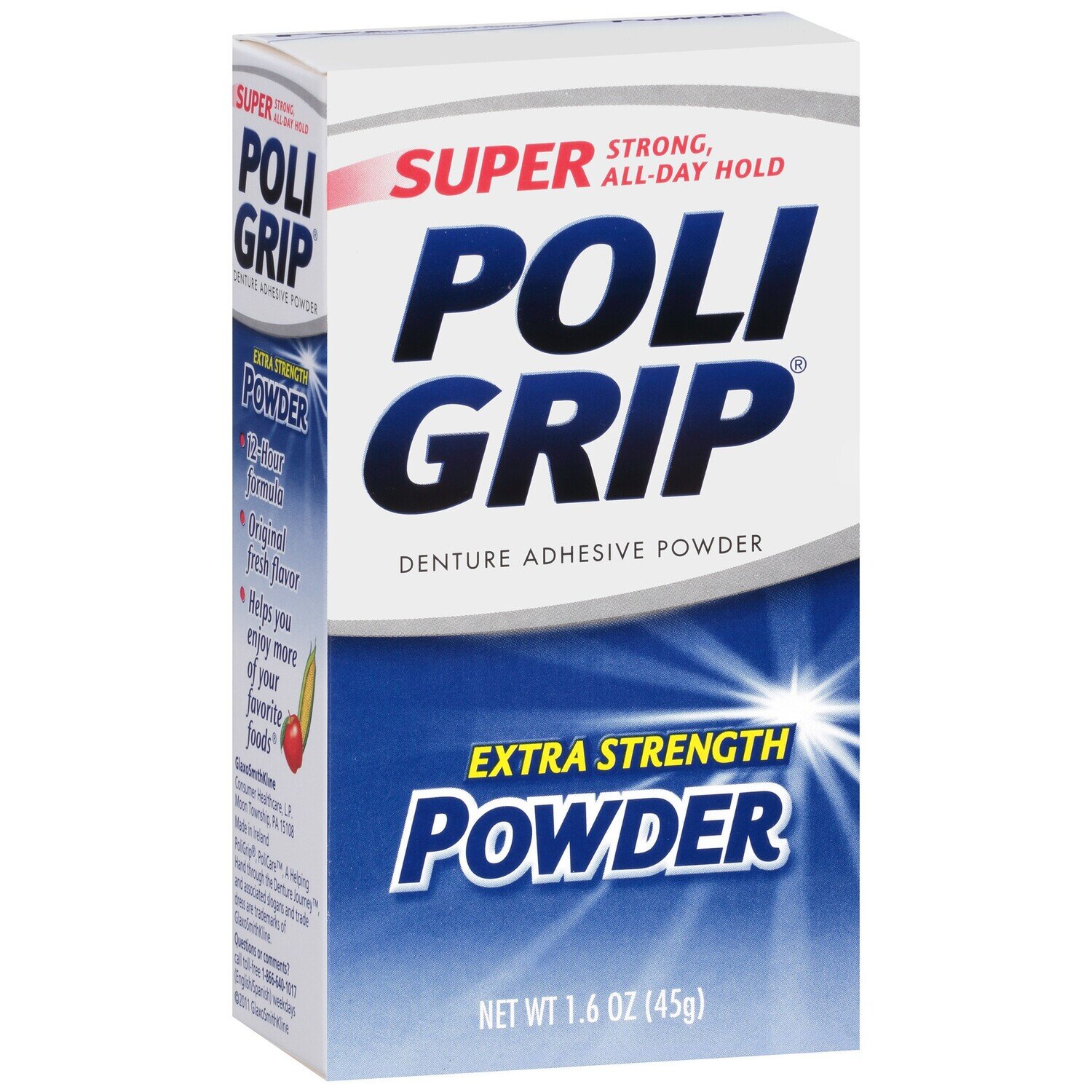 Super Poligrip Denture Adhesive Extra Strength Powder 1.6oz