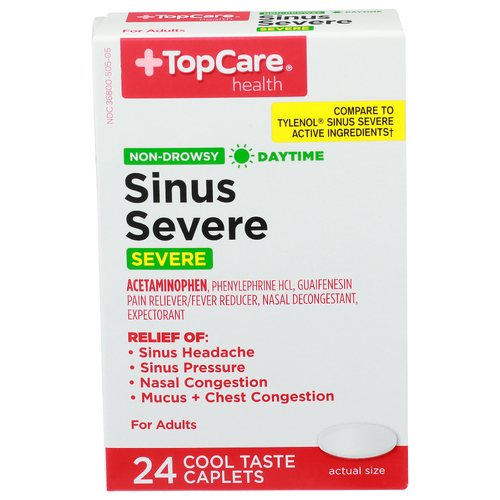 TopCare Sinus Severe Daytime Caplets 24 ct