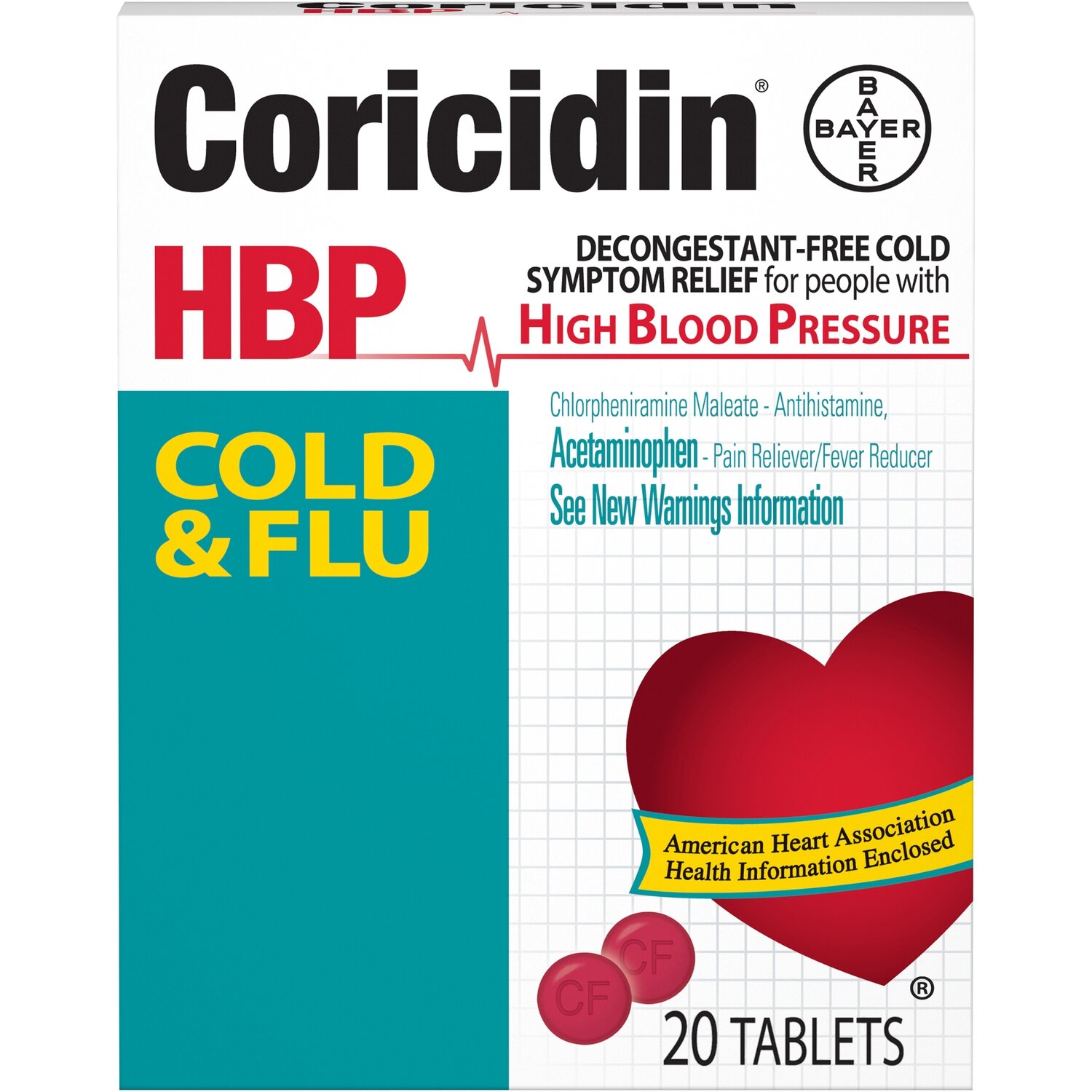 Coricidin High Blood Pressure Cold & Flu Relief Tablets