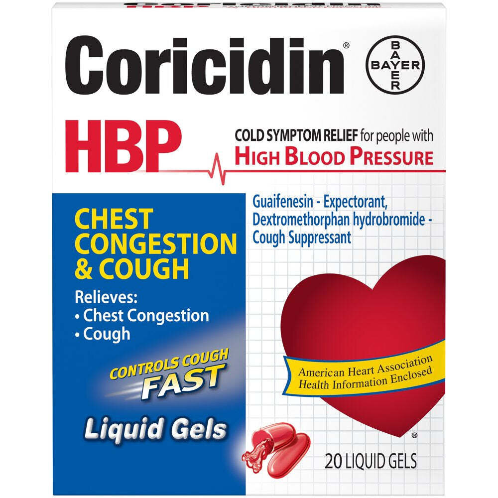Coricidin HBP Chest Congestion & Cough Liquid Soft Gels, 20ct