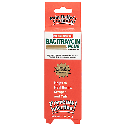 Bacitraycin Plus First Aid Pain Reliever, Maximum Strength, Ointment 1 Oz