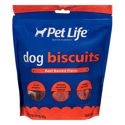 Pet Life Dog Biscuits, Beef Basted Flavor 15 Oz