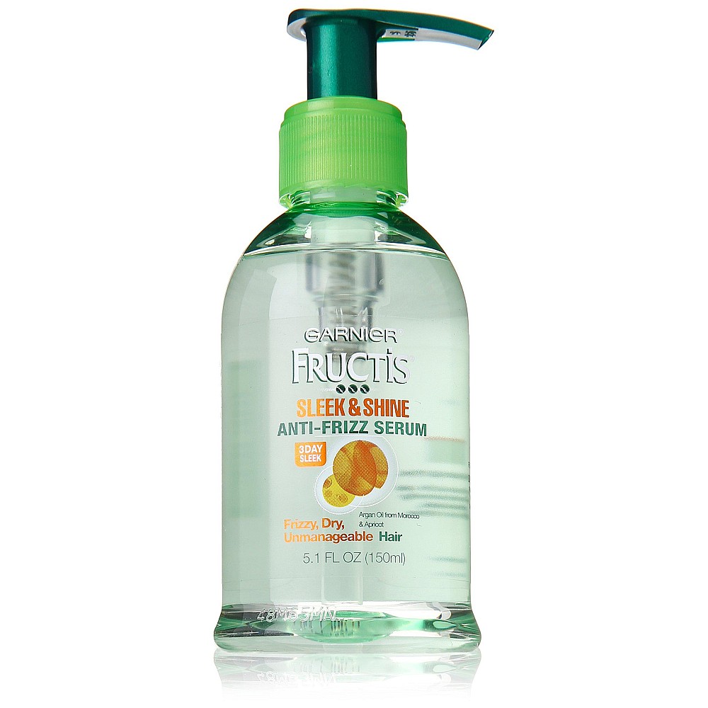 Fructis Garnier Sleek & Shine Anti-Frizz Serum For Frizzy, Dry Hair, Argan Oil, 5.1 Fl Oz, 1 Count (Packaging May Vary)