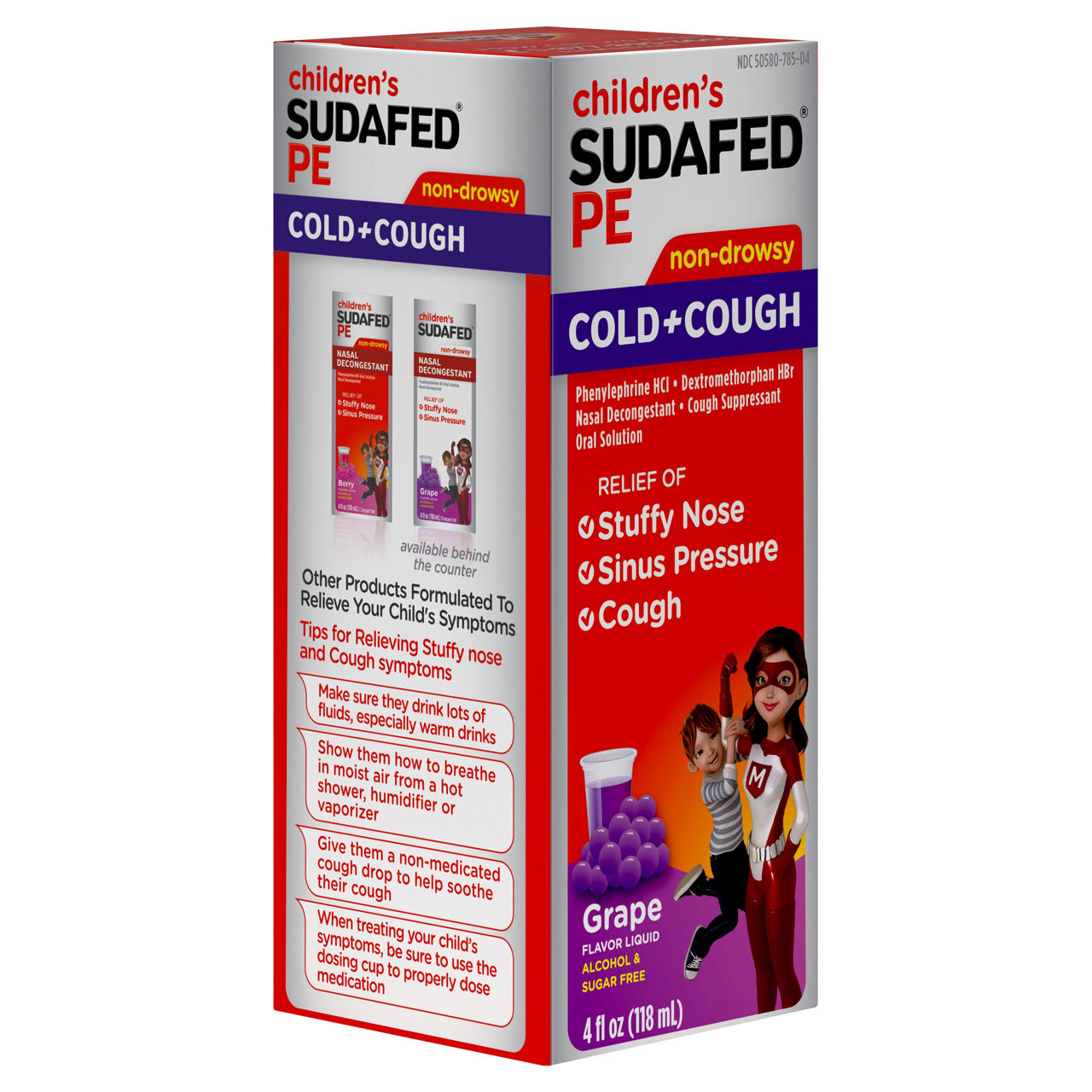 Children's Sudafed Pe Cold+Cough, Grape Flavor Liquid, Non Drowsy 4 Fl Oz