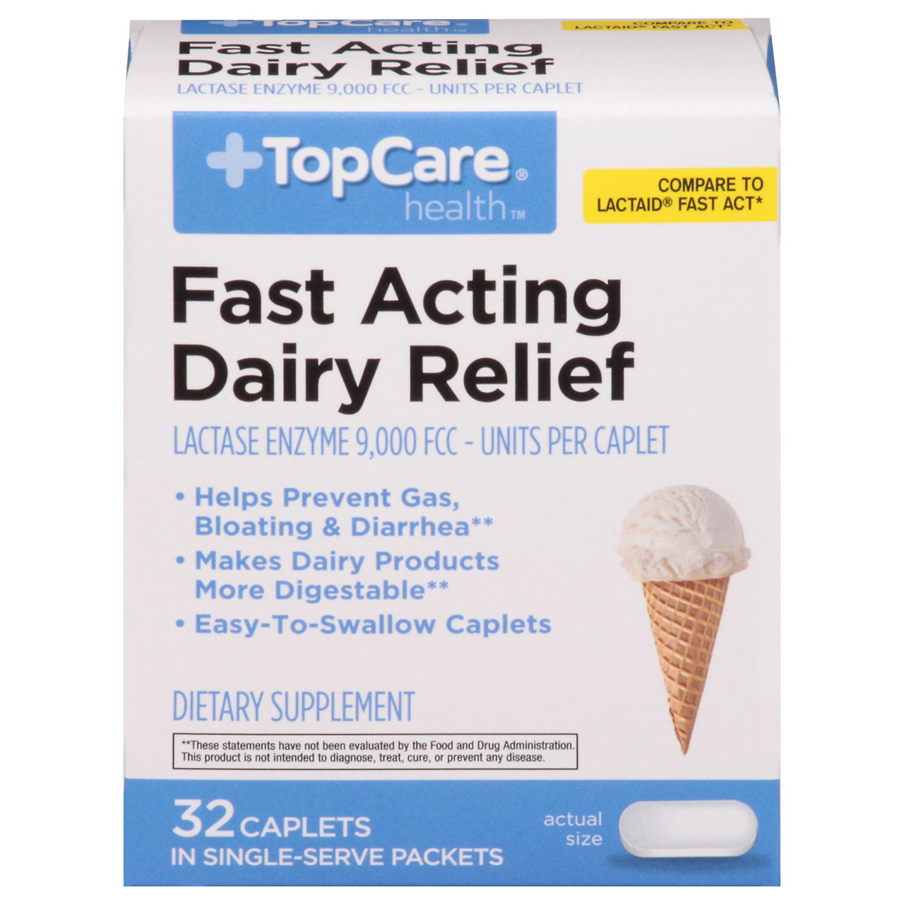 TopCare Fast Acting Dairy Relief Caplets 32 ct