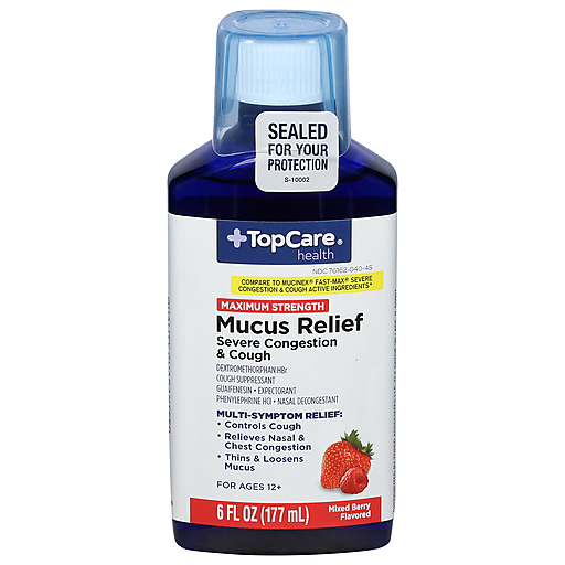 TopCare Maximum Strength Mucus Relief Mixed Berry Liquid 6 fl oz