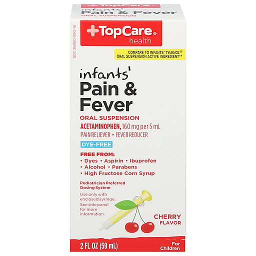 TopCare Pain & Fever, Infants, 160 Mg, Oral Suspension, Cherry Flavor