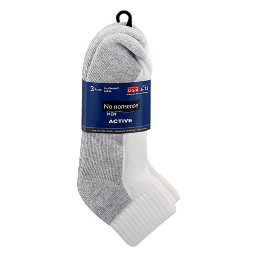 No nonsense Active Men Size 6 12 Cushioned Ankle White Socks