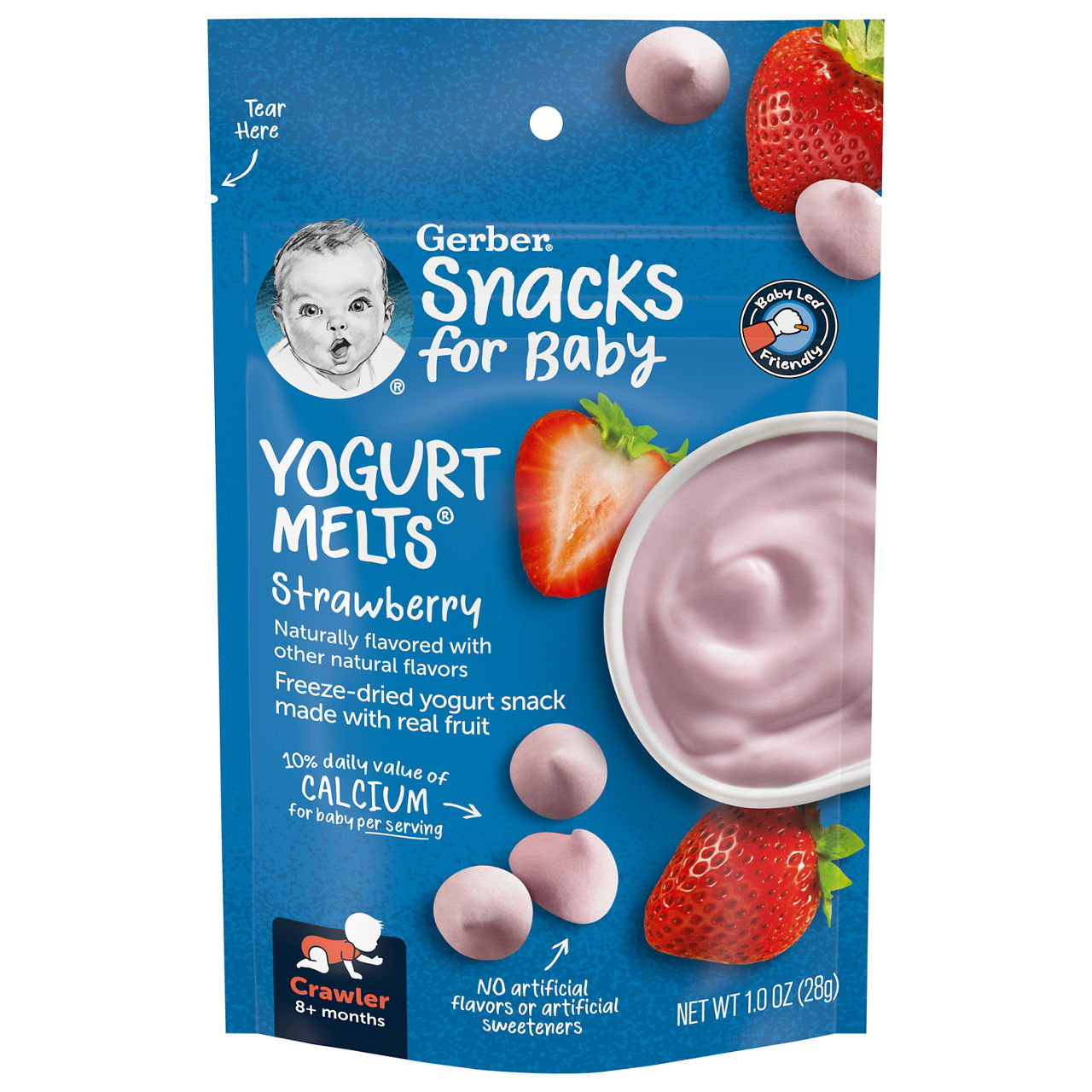 Gerber Snacks For Baby, Yogurt Melts, 8+ Months, Strawberry, 1 Oz (28 G)