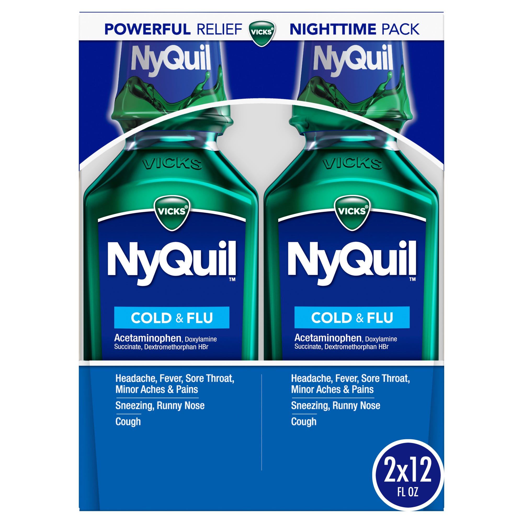 Vicks NyQuil Cold & Flu Nighttime Relief Acetaminophen Twin Pack