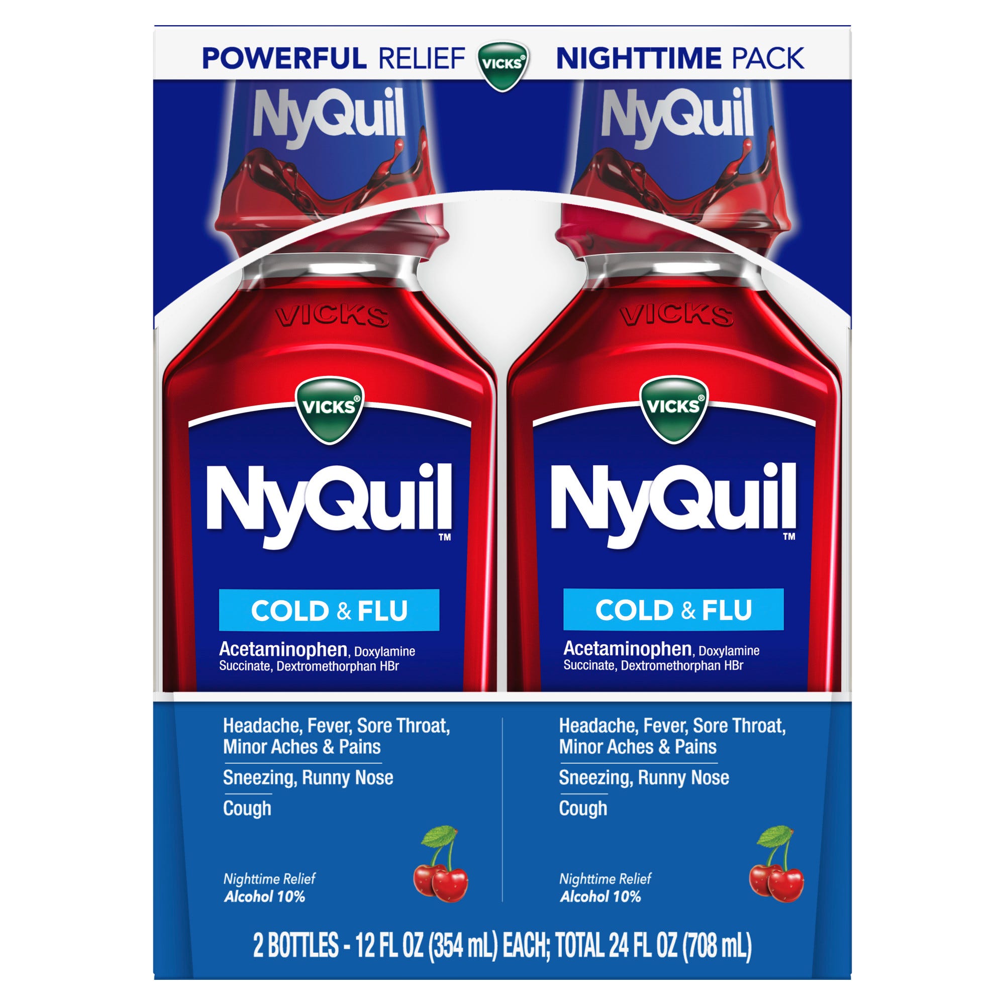 Vicks NyQuil Cold & Flu, Nighttime Relief, Cherry