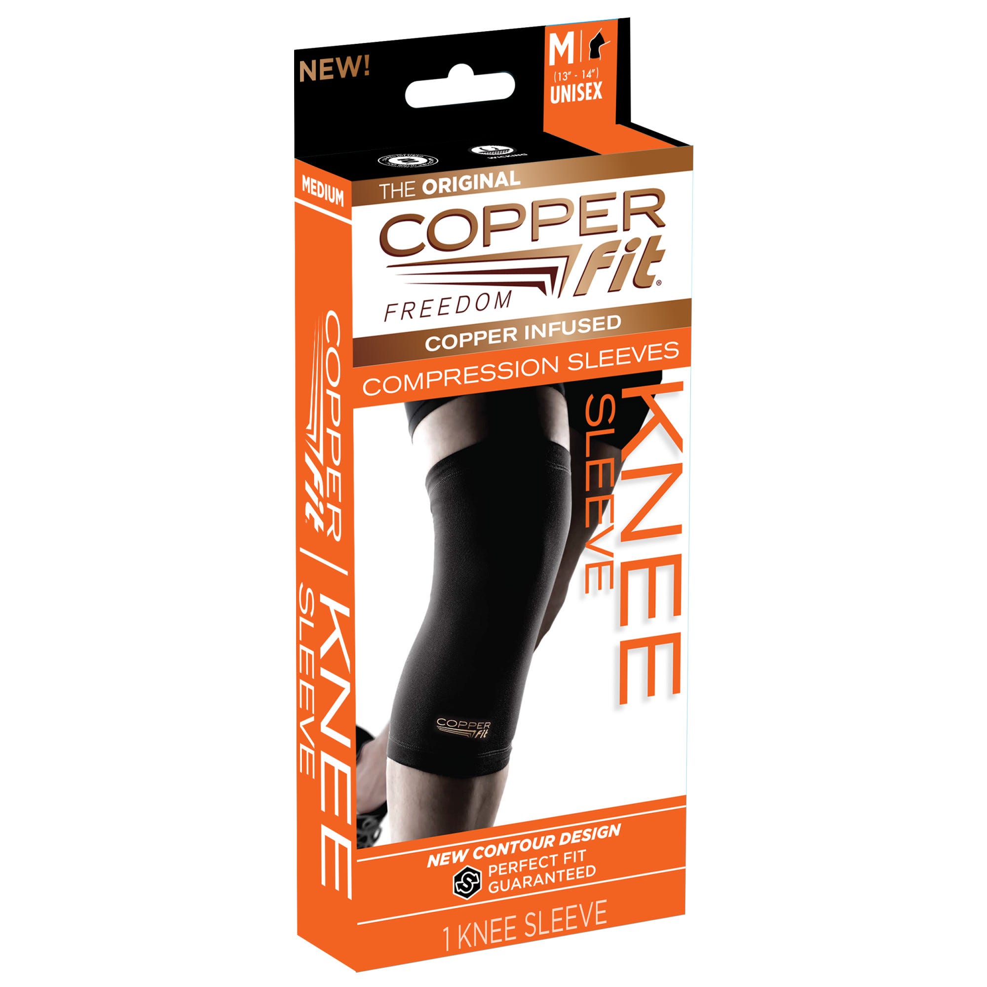 Copper Fit Freedom Knee Compression Sleeve, Black, Medium