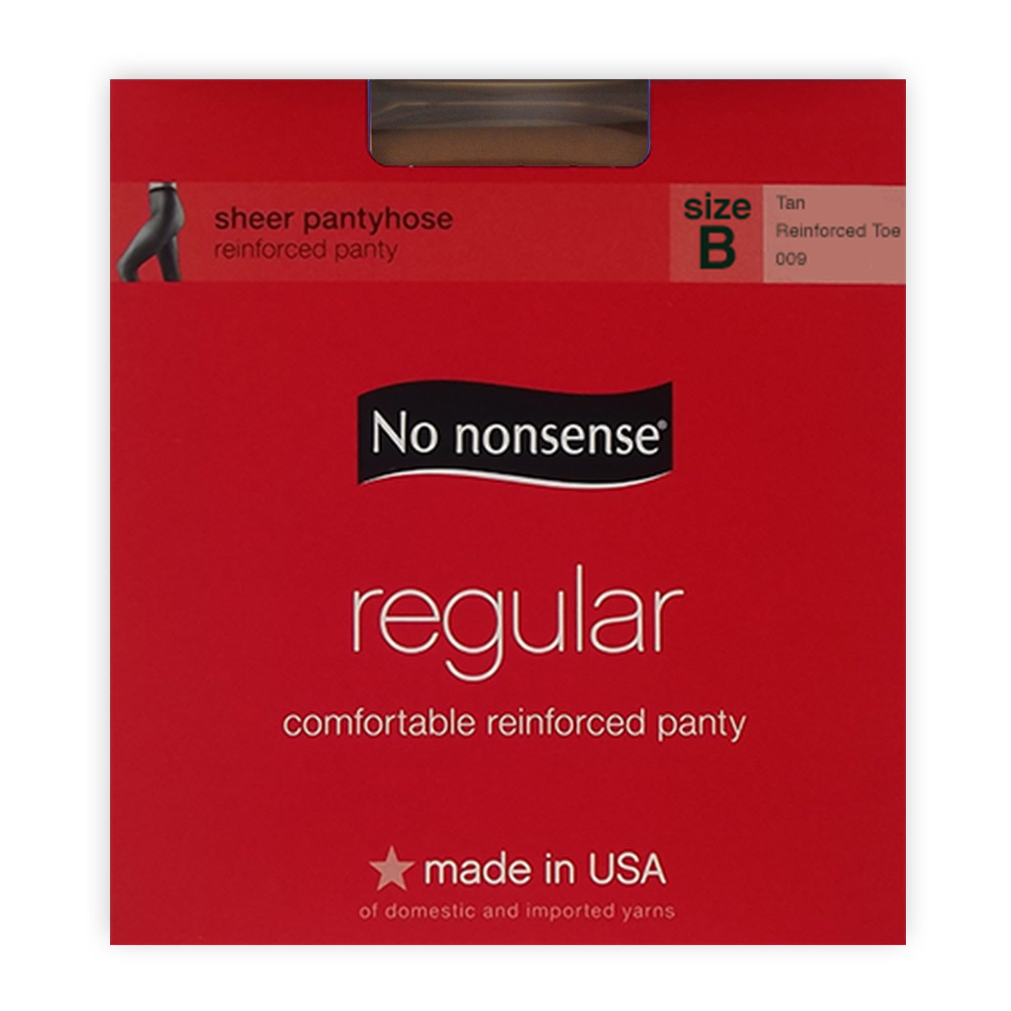 No nonsense Pantyhose, Regular, Reinforced Toe, Size B, Tan