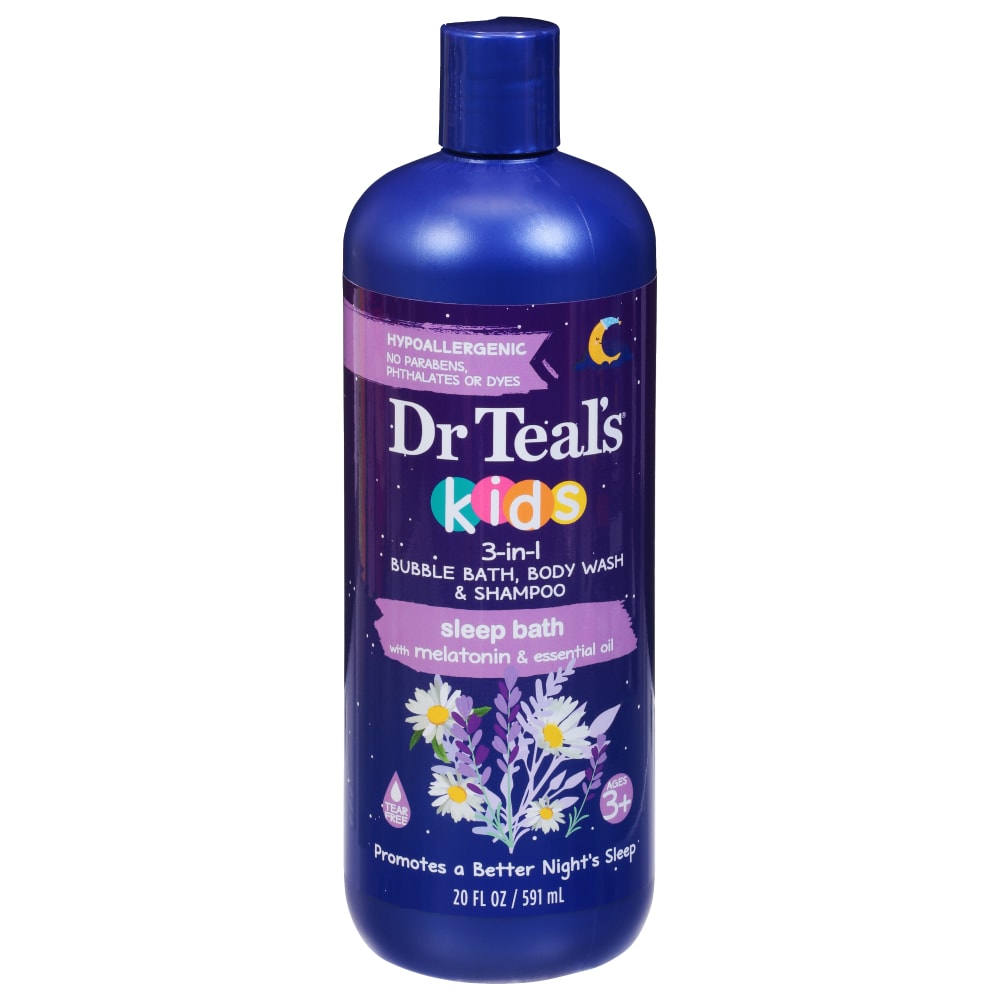 Dr Teal's 20 Oz Kids 3 In 1 Sleep Bubble Bath Body Wash & Shampoo Melatonin