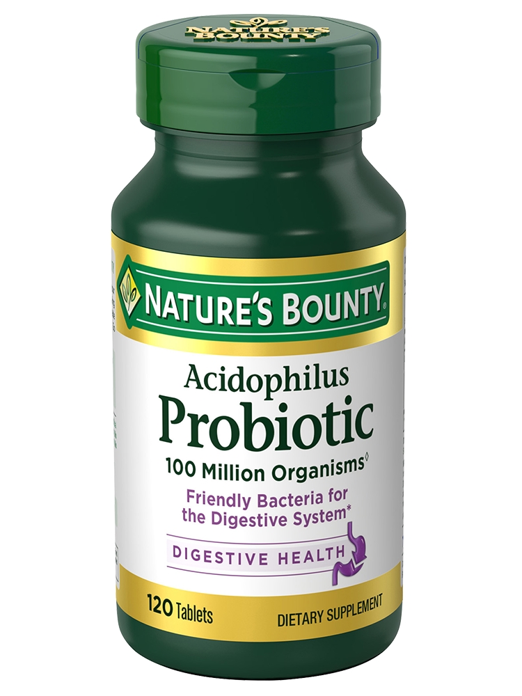 Nature's Bounty Acidophilus Probiotic Supplement Tablets, 120 Count