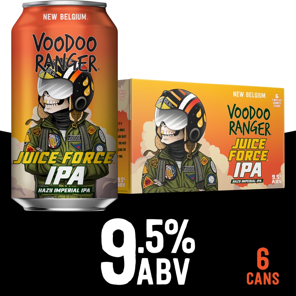 Voodoo Ranger Juice Force Hazy Imperial IPA Beer, 6 Pack, 12 Fl Oz Cans