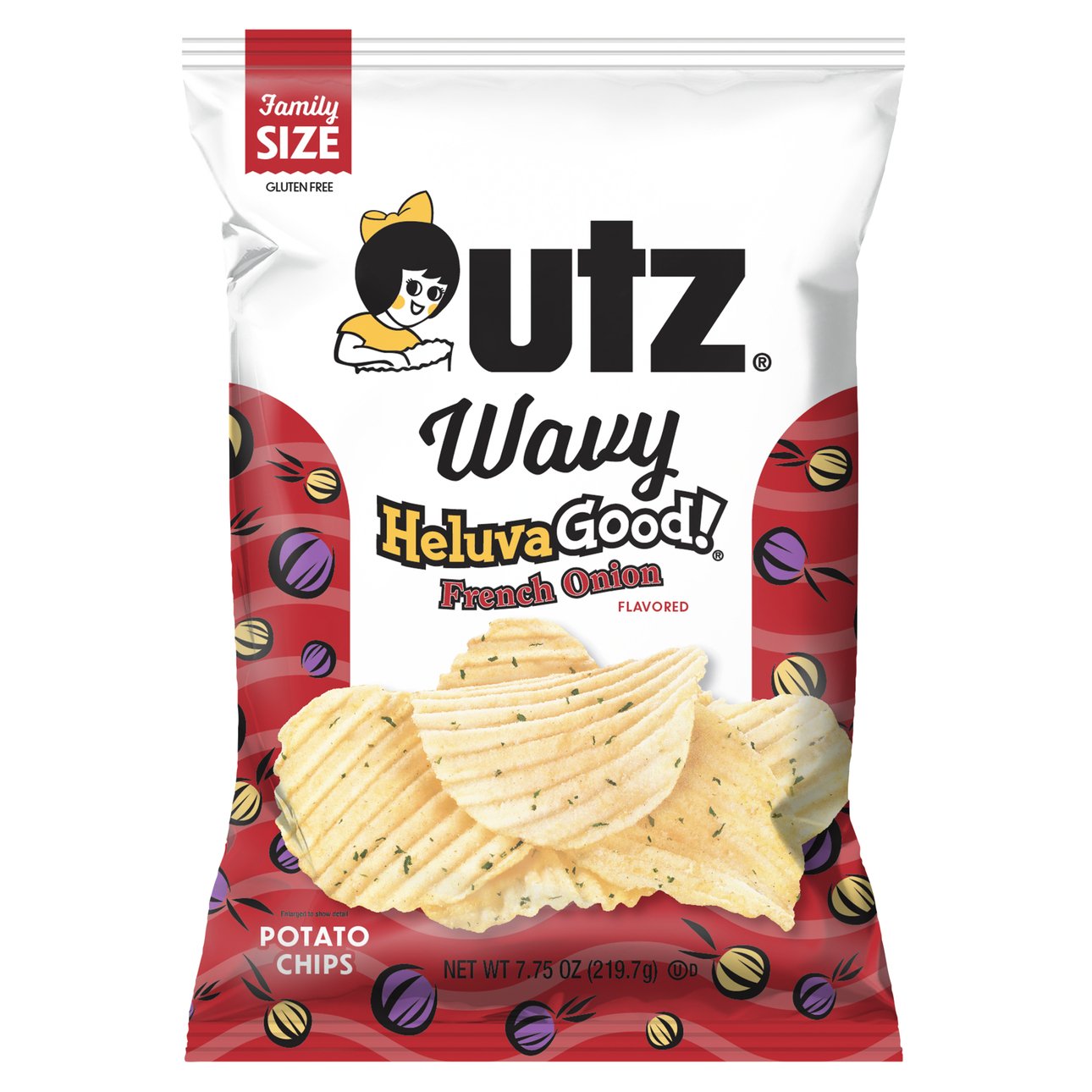 Utz Potato Chips, French Onion Flavored, Wavy, Family Size