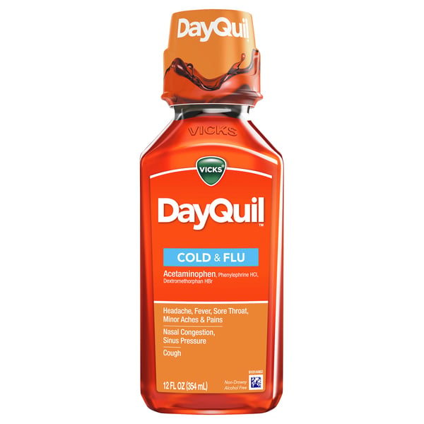 Vicks Dayquil Cold And Flu Relief Liquid Medicine, 12 Fl Oz