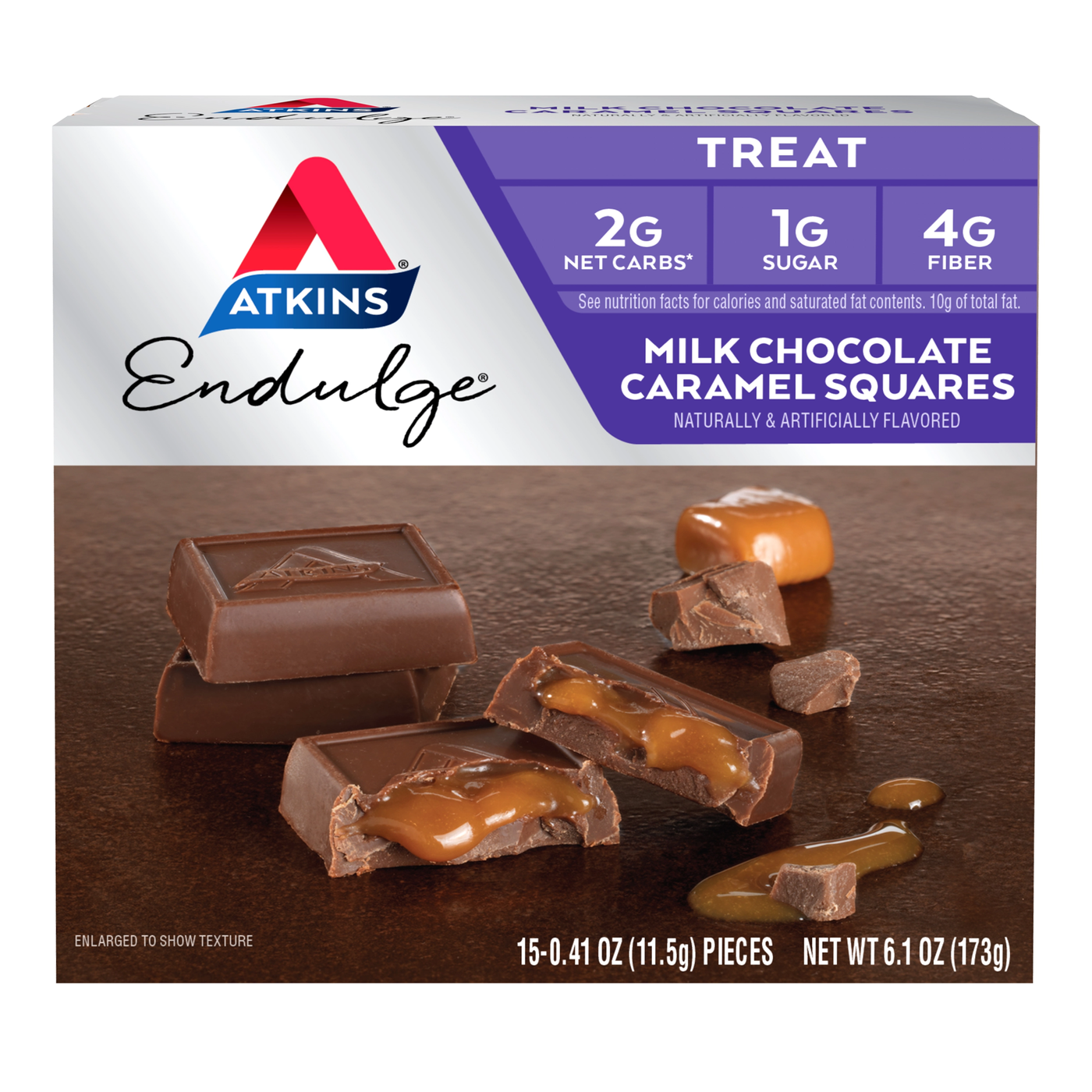 Atkins Treat, Milk Chocolate Caramel, Squares