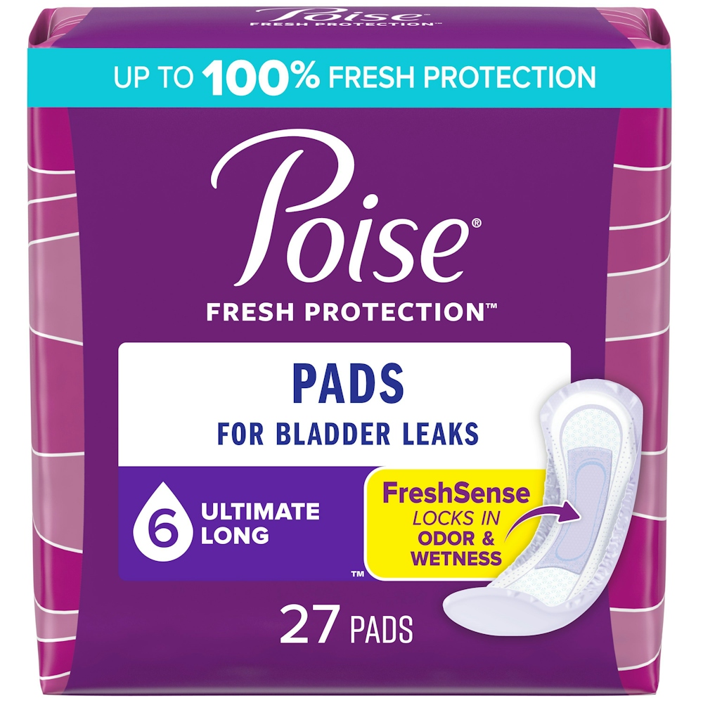 Poise Postpartum Incontinence Pads For Women, Ultimate Absorbency, Long Length