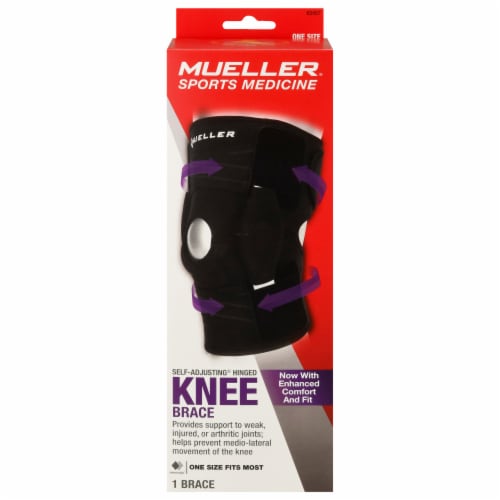 Mueller Adjustable Hinged Knee Brace, One Size, Black