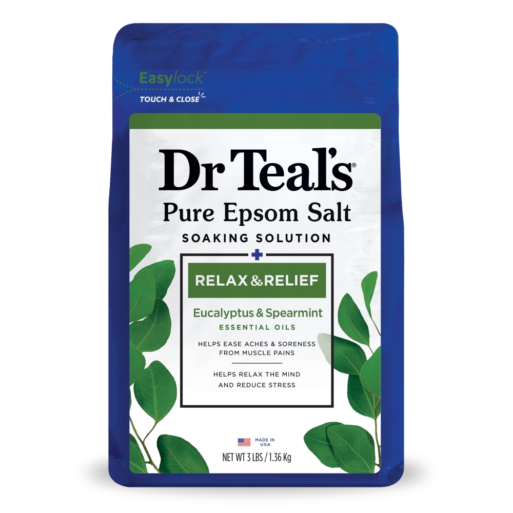 Dr Teal's Relax & Relief Eucalyptus & Spearmint Pure Epsom Salt Bath Soak 3 Lb