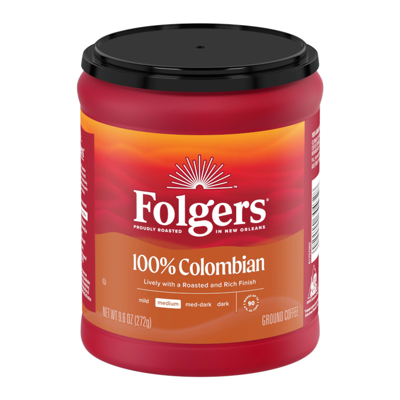 Folgers Colombian Ground Coffee Medium Roast 9.6 Ounce Canister