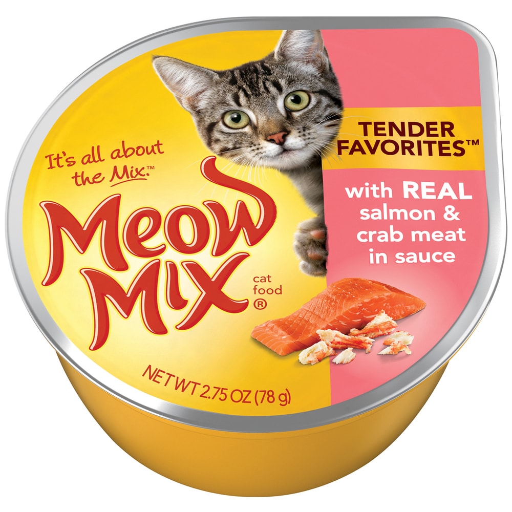 Meow Mix Tender Favorites With Real Salmon & Crab Meat In Sauce Wet Cat Food, 2.75-Ounce Cup