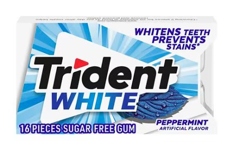 Trident White Peppermint Sugar Free Gum, 16ct
