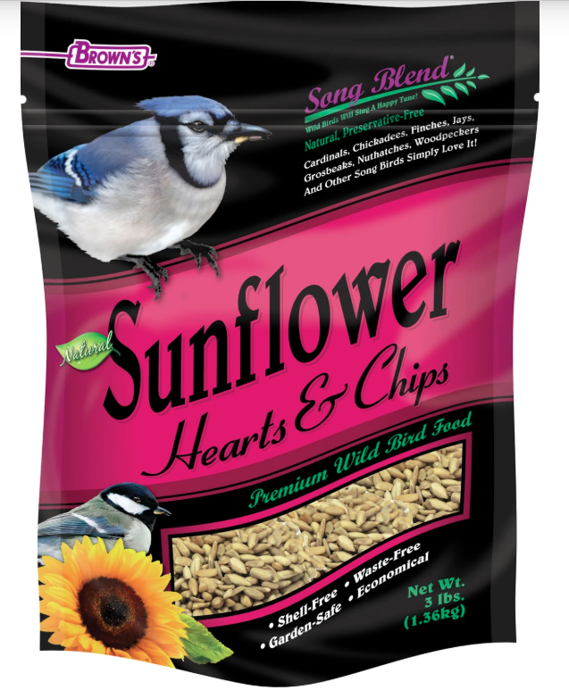 F.M. Brown’s Song Blend Sunflower Hearts & Chips Wild Bird Food, 3 lb Bag