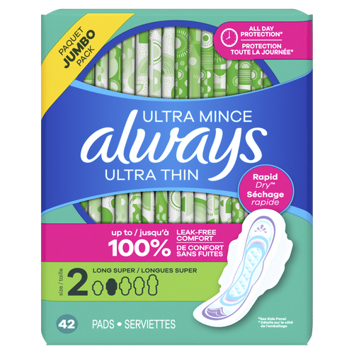 Always Ultra Thin Pads, Long & Super, Ct
