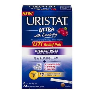 Uristat Ultra UTI Pain Relief Tablets with Test Strip, 12 Ct