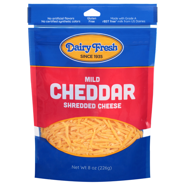 Dairy Fresh Cheese, Mild Cheddar, Shredded 8 Oz